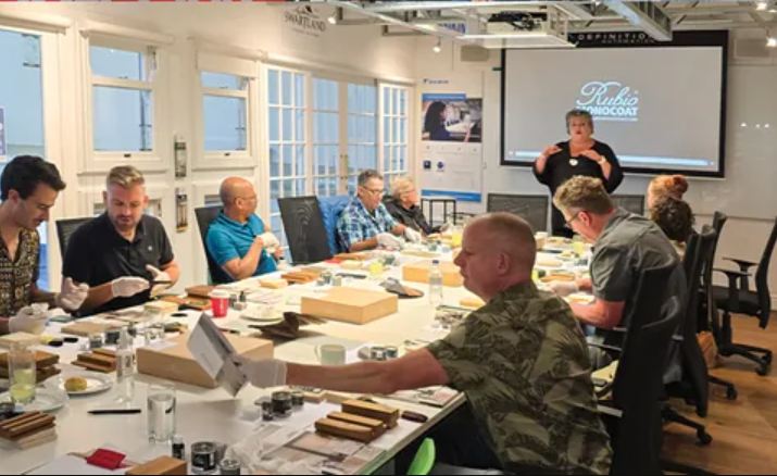 Professionals taking part in a hands-on product training workshop